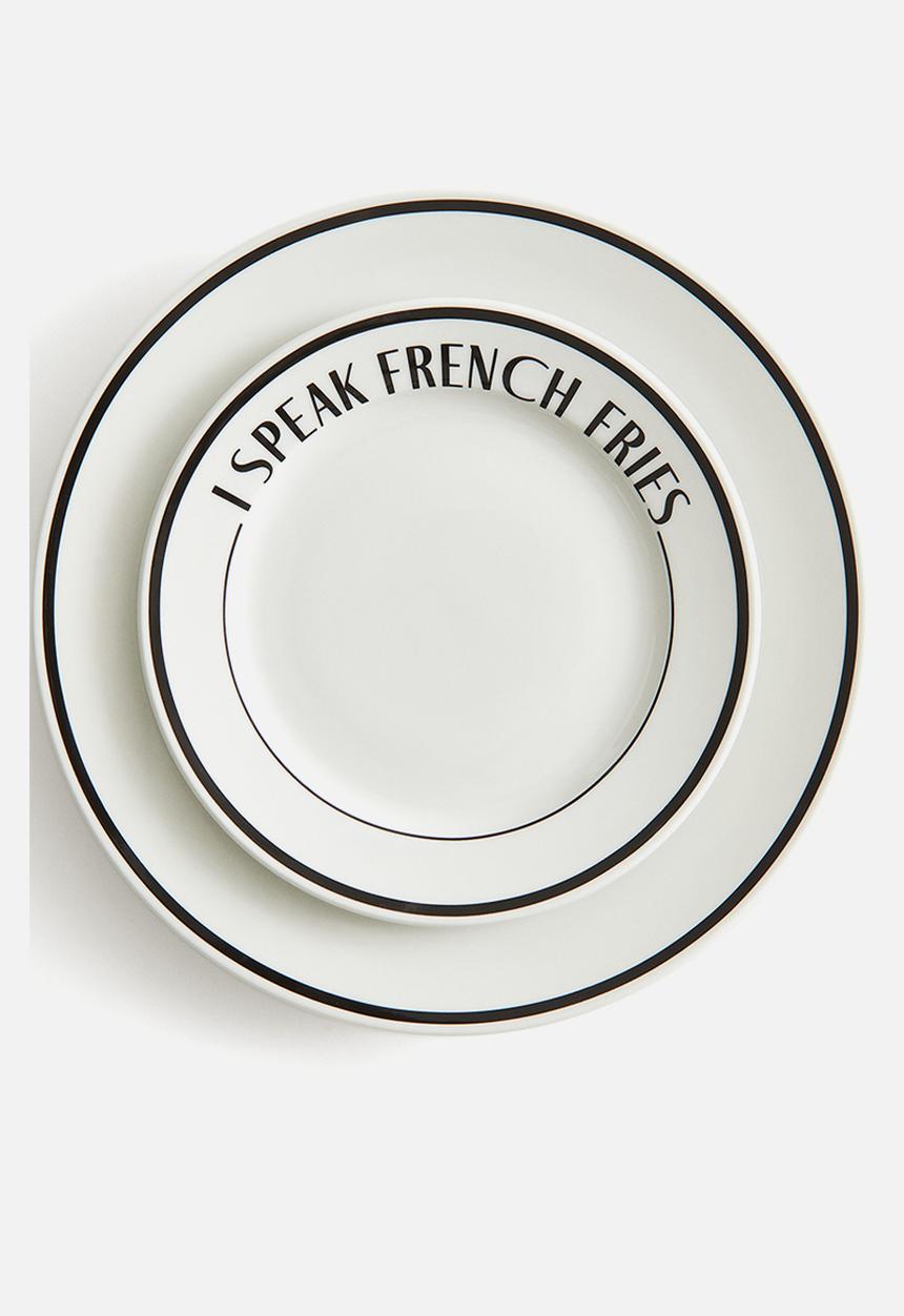 H&M - Porcelain mid plate - white/french fries