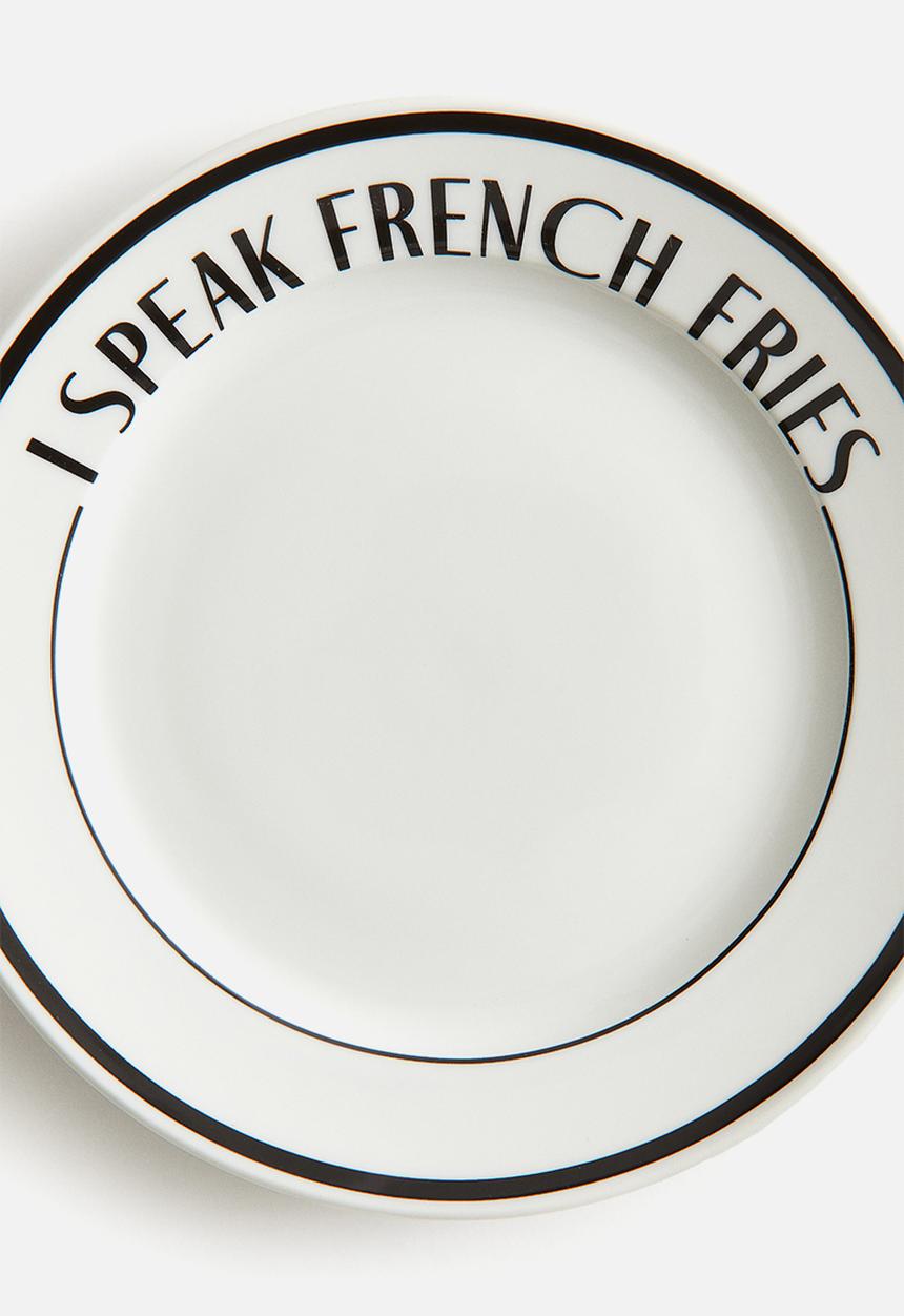 H&M - Porcelain mid plate - white/french fries