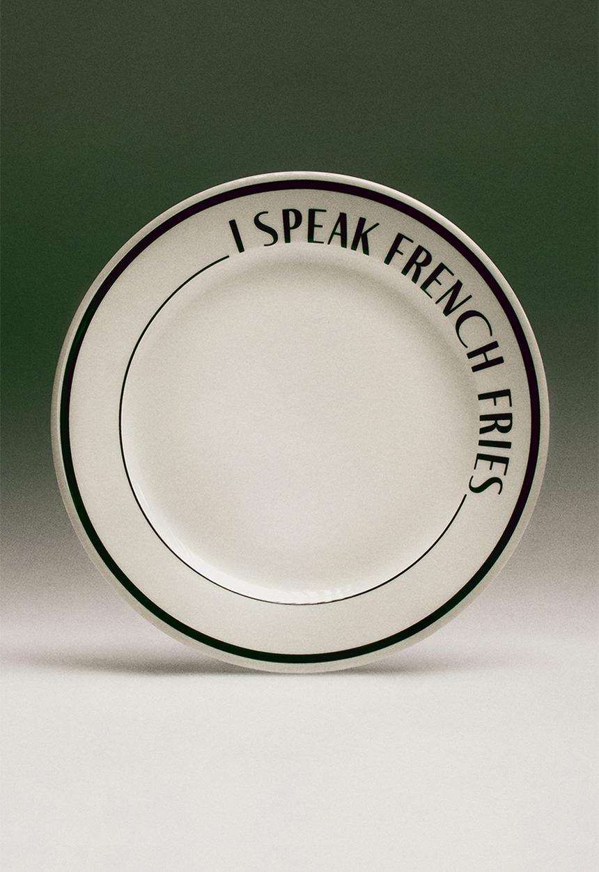 H&M - Porcelain mid plate - white/french fries