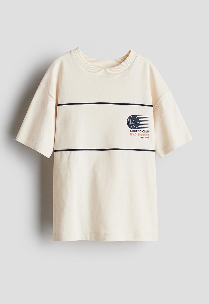 H&M - Cotton jersey T-shirt - cream basketball