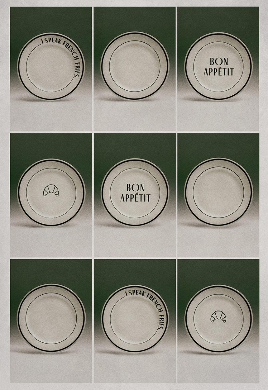 H&M - Porcelain mid plate - white/bon appétit 