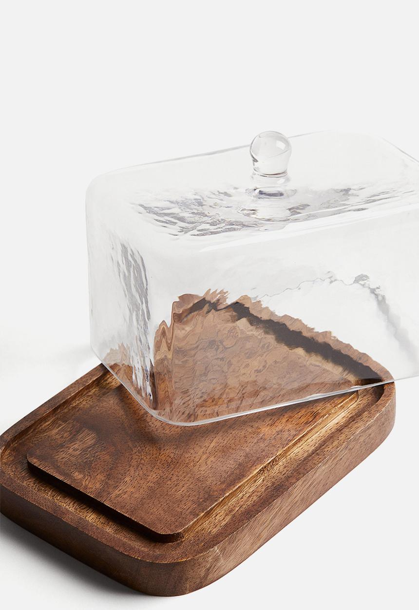 H&M - Glass-cover butter dish - brown