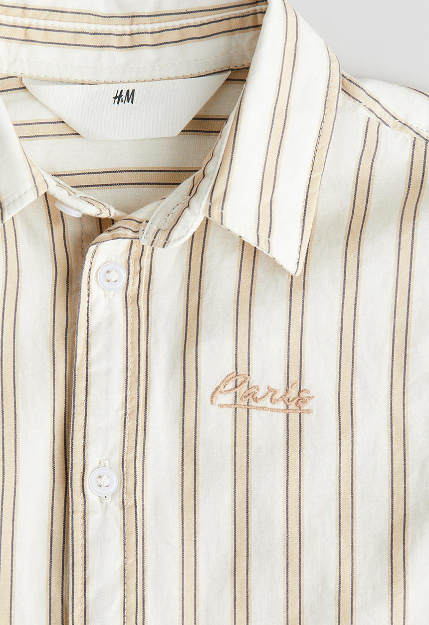 H&M - Cotton poplin shirt - cream striped