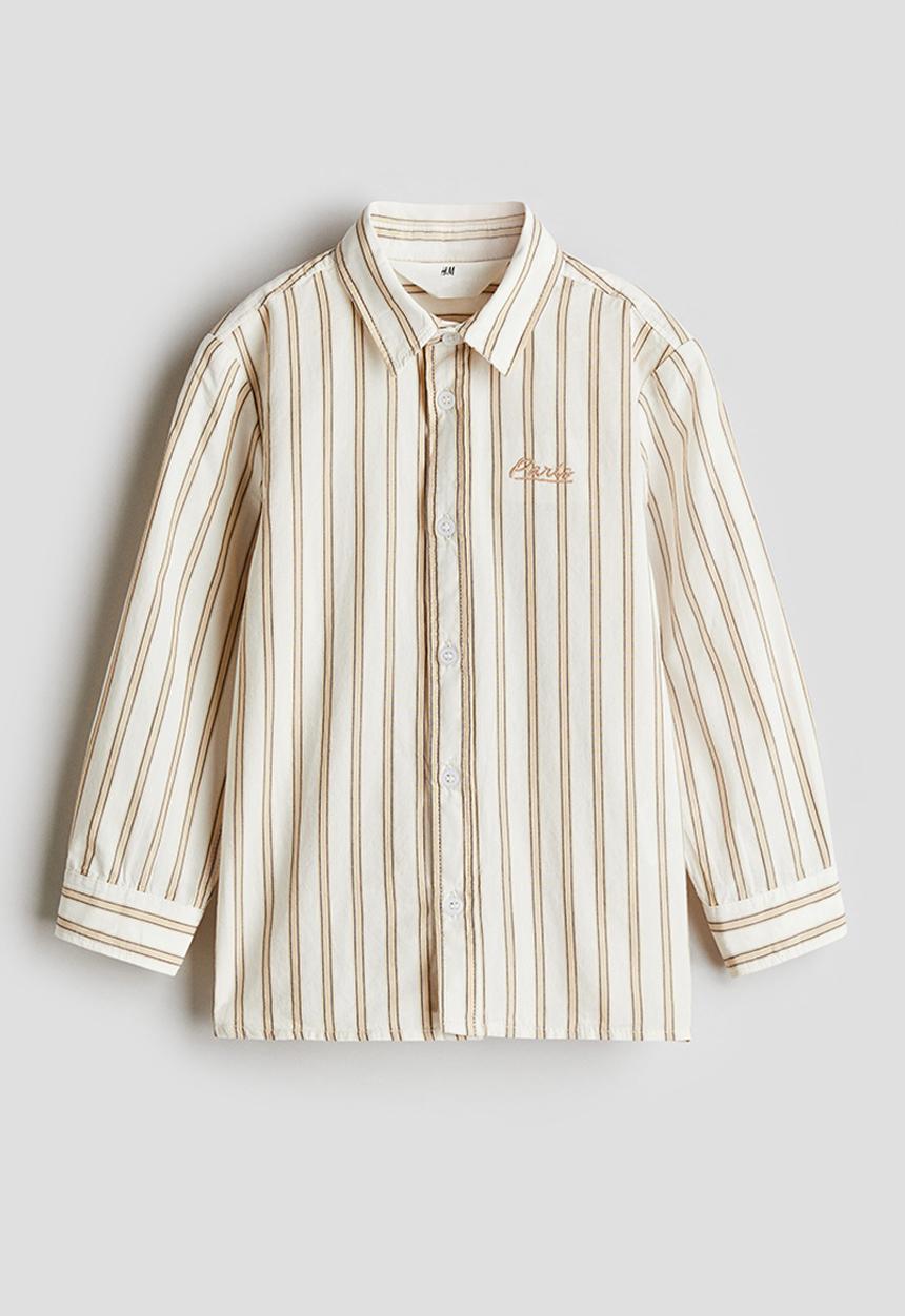 H&M - Cotton poplin shirt - cream striped