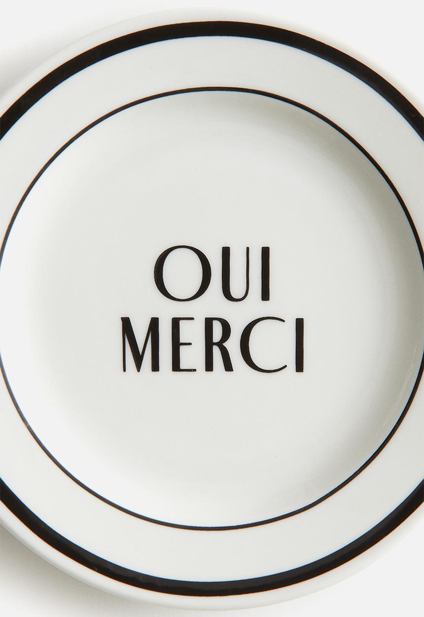 H&M - Small porcelain plate - white/oui merci 