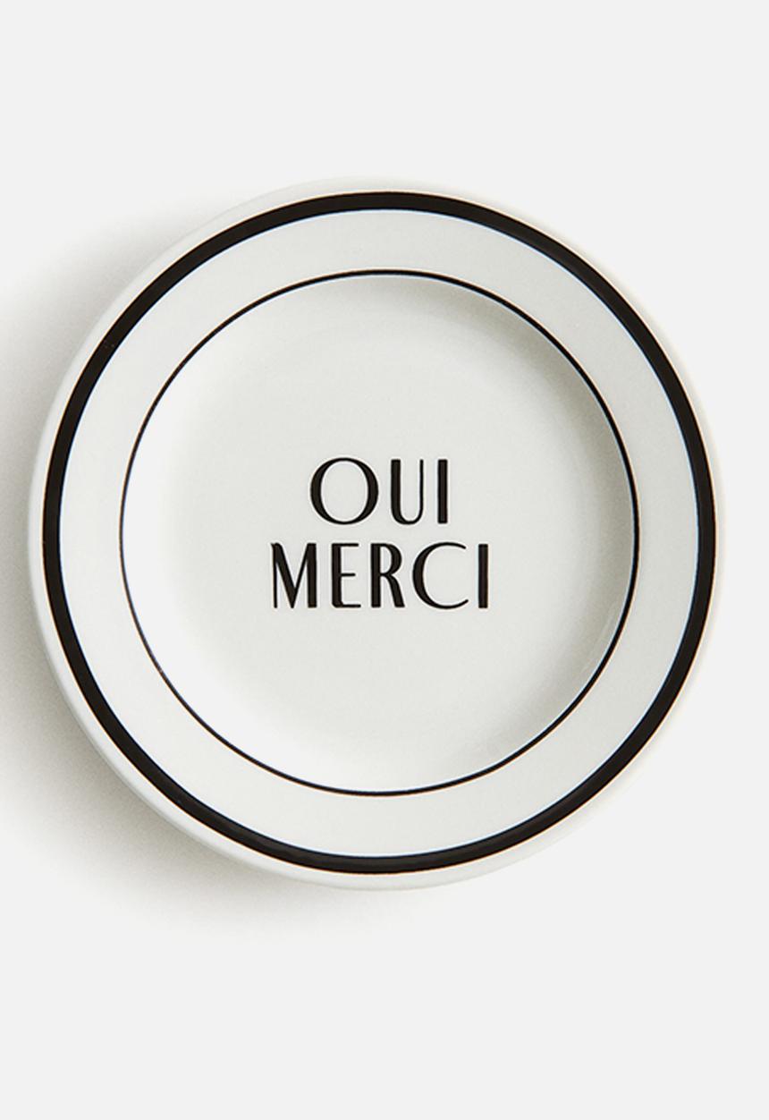 H&M - Small porcelain plate - white/oui merci 