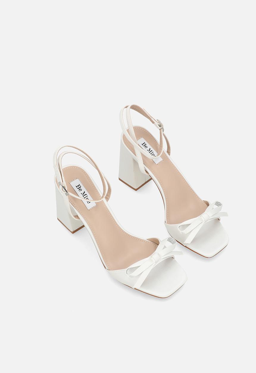 Be Mine - Fern block ankle strap heel - ivory satin