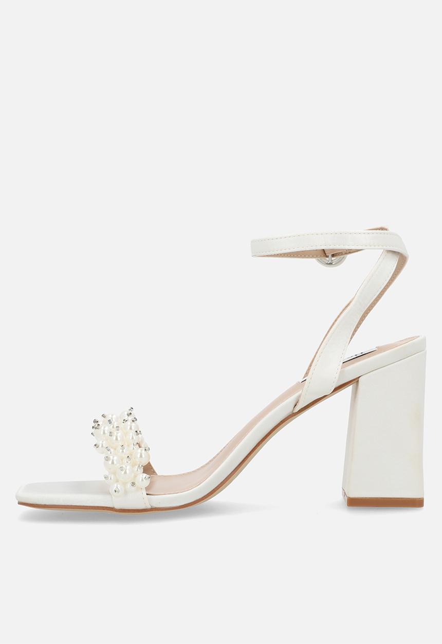 Be Mine - Jayna block ankle strap heel - ivory satin