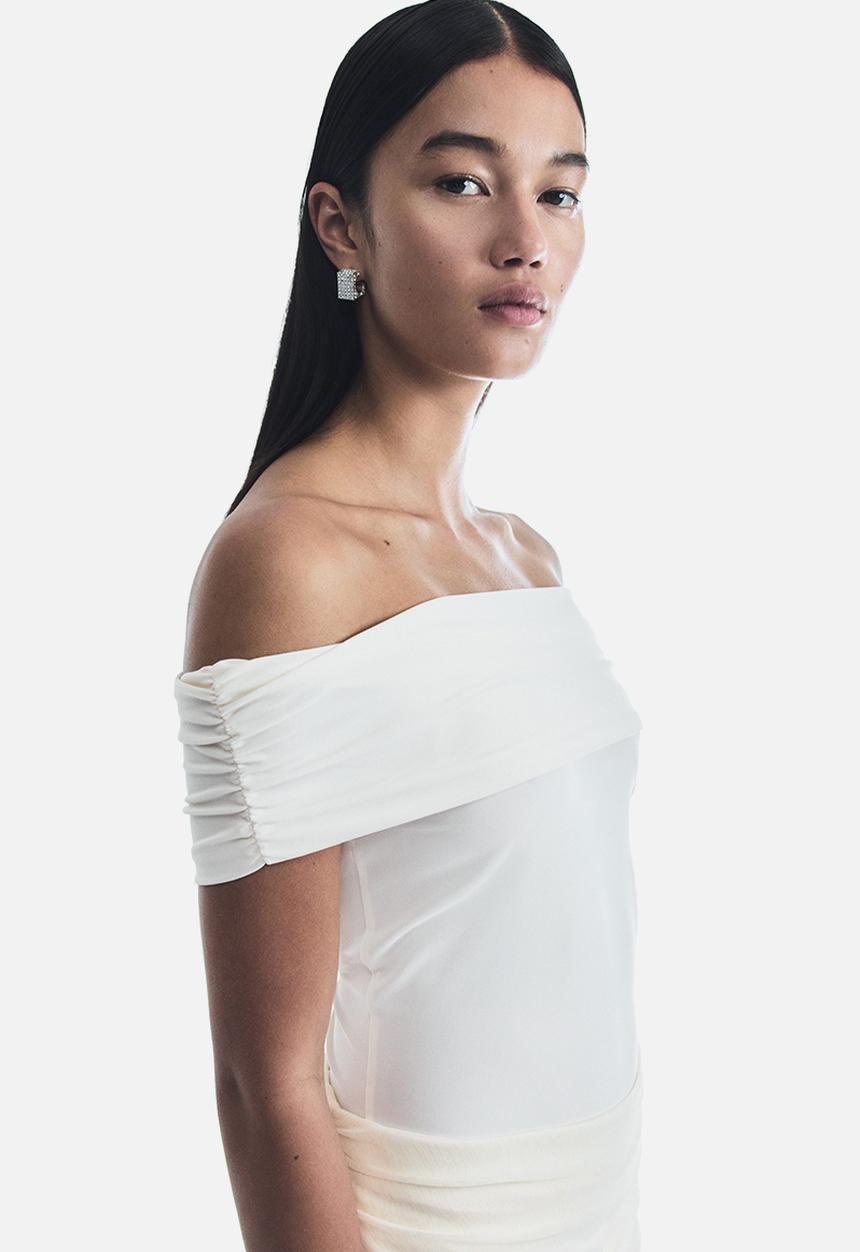 H&M - Draped off-the-shoulder top - cream
