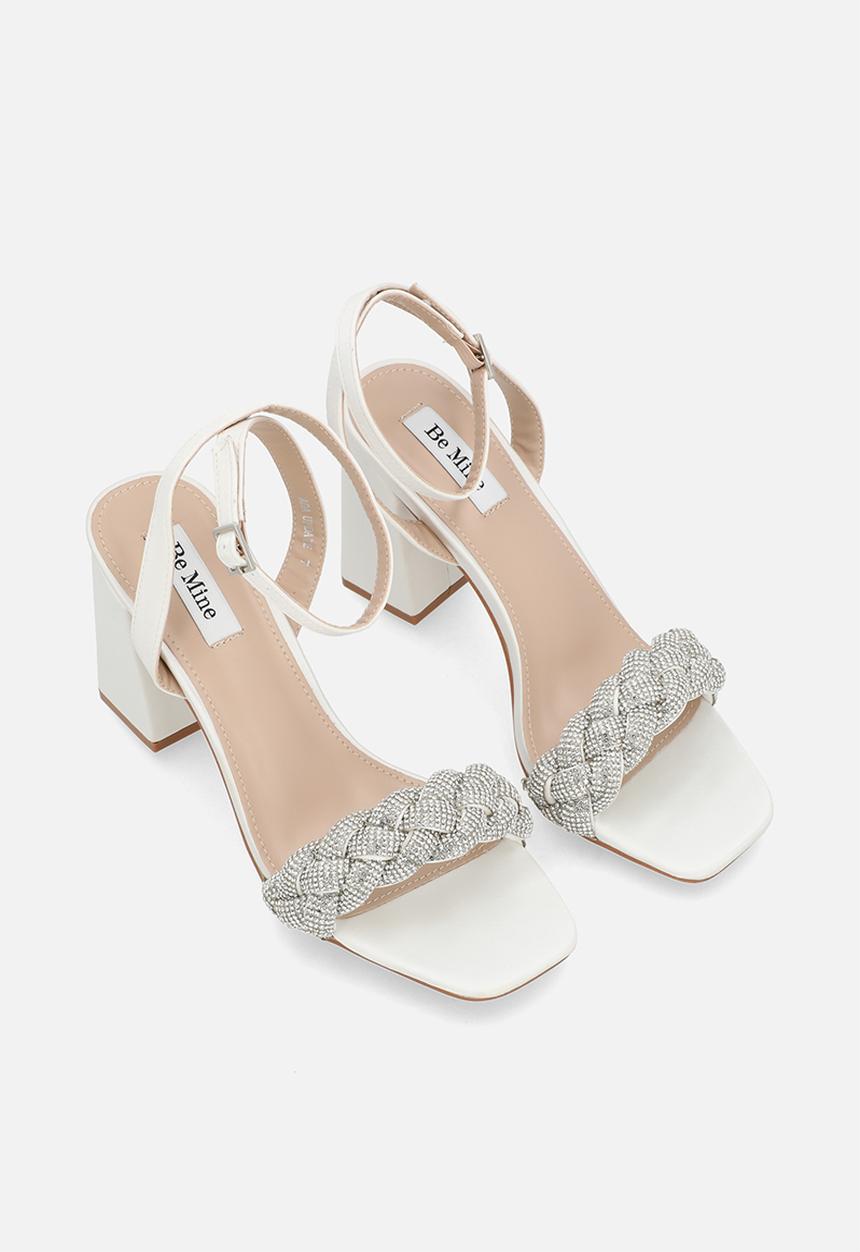 Be Mine - Ada block ankle strap heel - ivory satin
