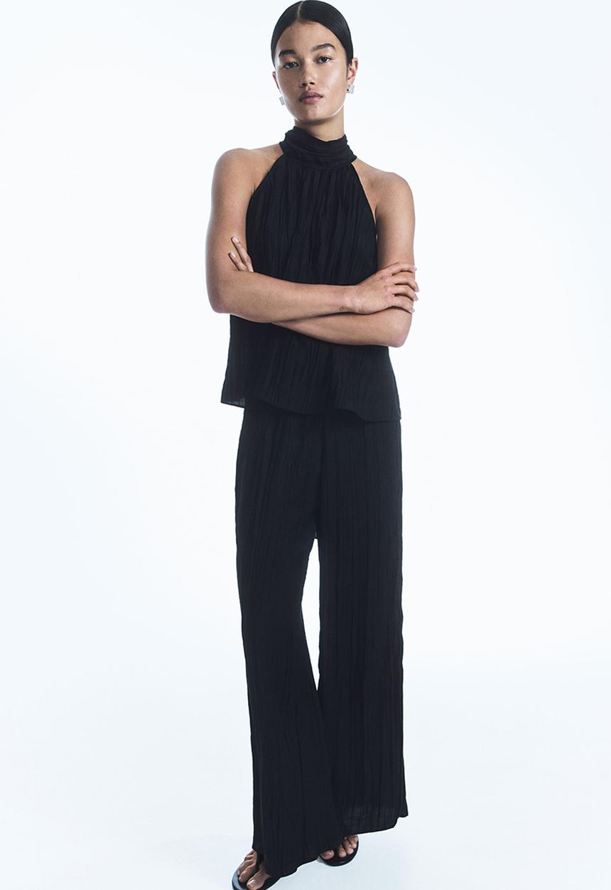 H&M - Crinkled trousers - black