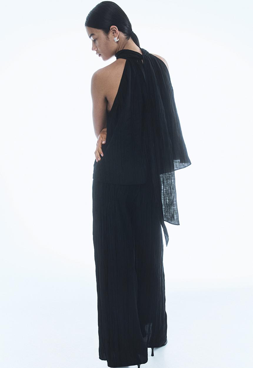 H&M - Crinkled trousers - black
