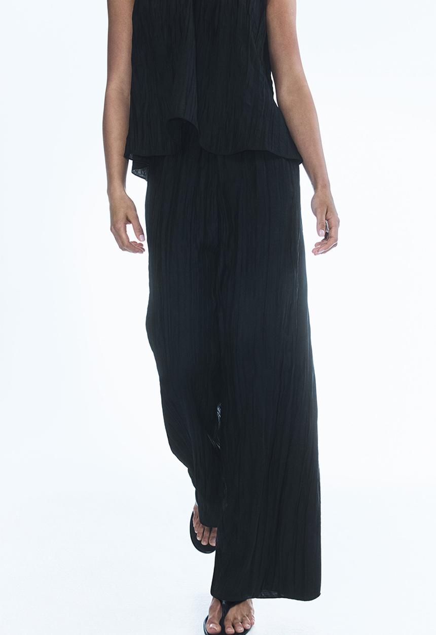 H&M - Crinkled trousers - black