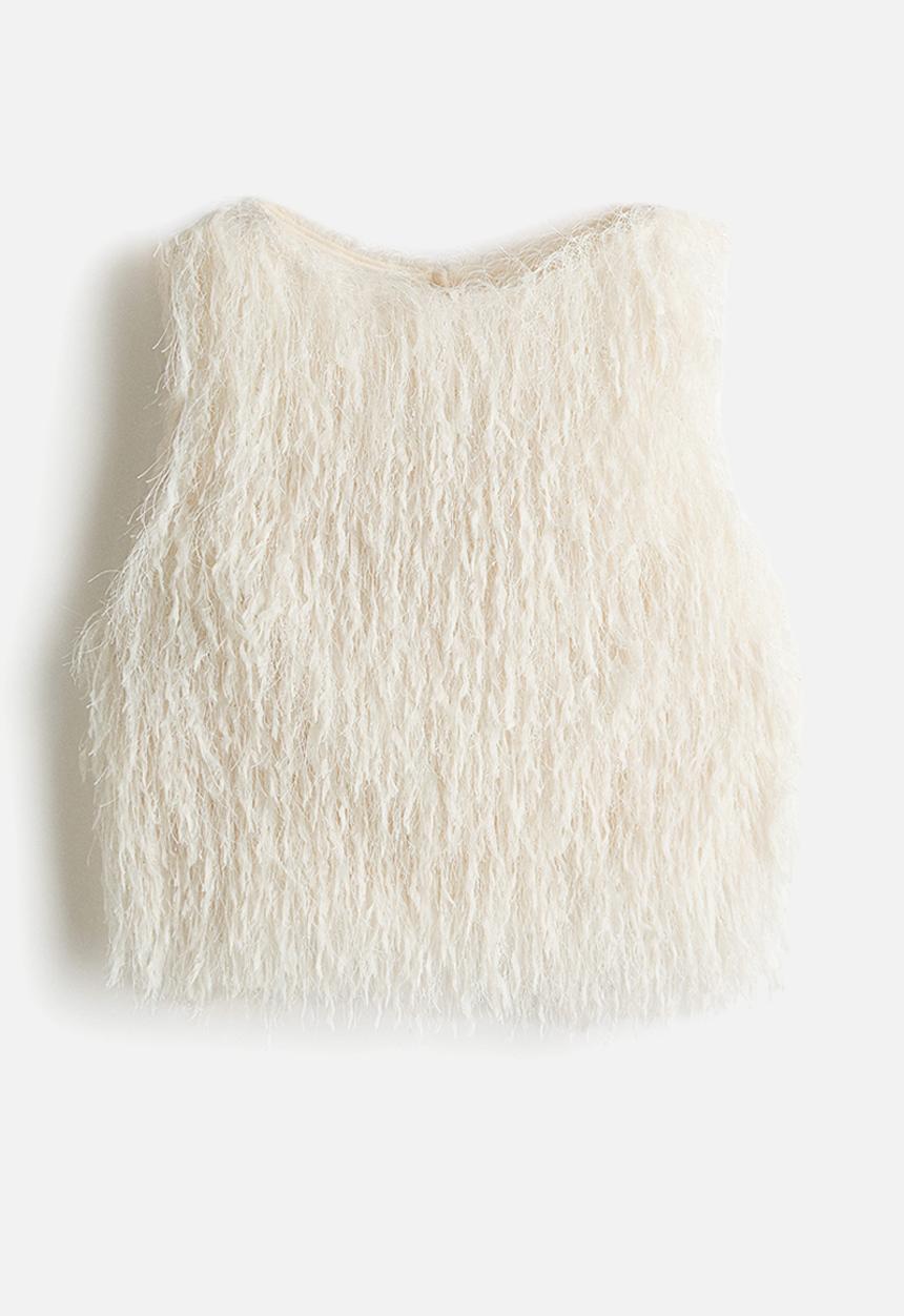 H&M - Fringed cropped top - cream