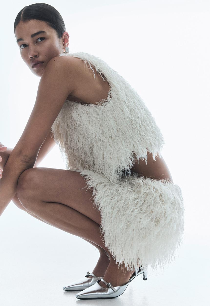 H&M - Fringed mini skirt - cream