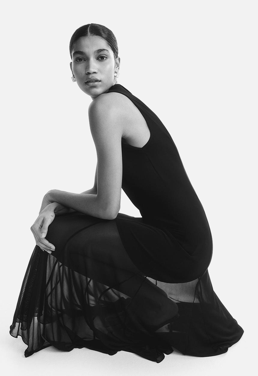 H&M - Flared mesh dress - black