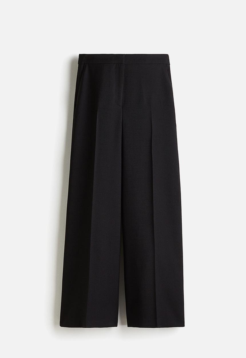 H&M - Wide tailored trousers - black