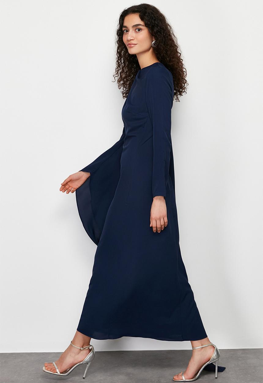 Trendyol - Maxi A line L/S Woven Dress - Navy