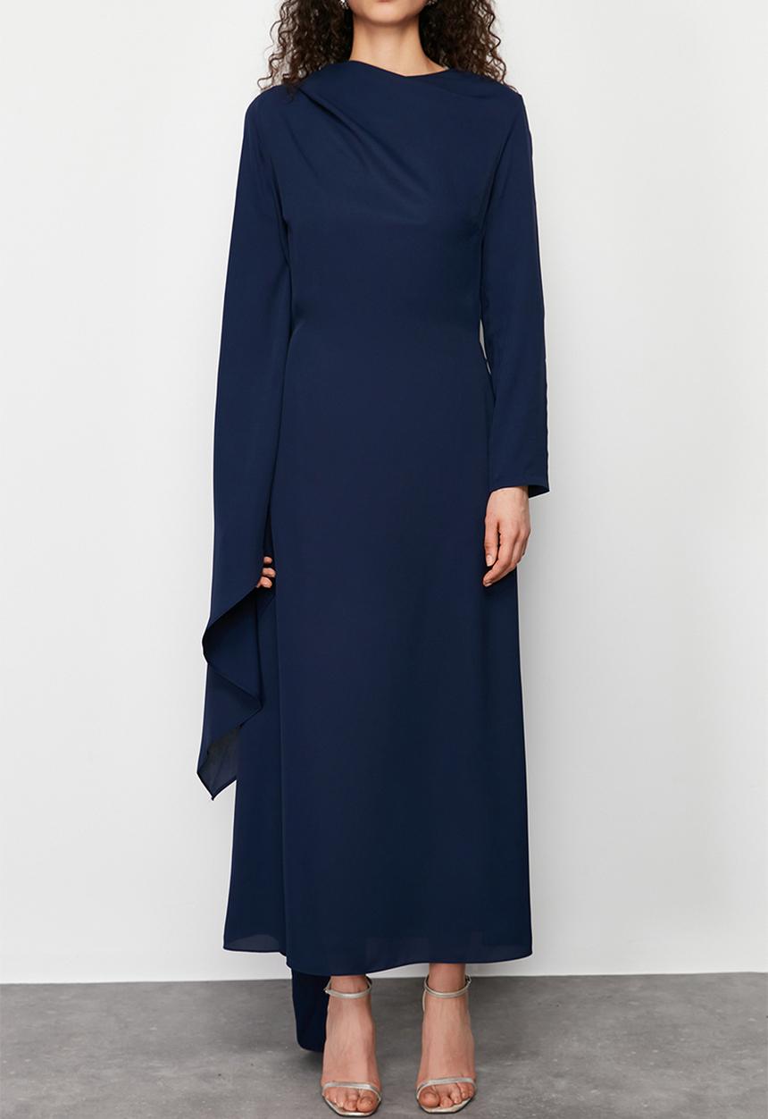 Trendyol - Maxi A line L/S Woven Dress - Navy