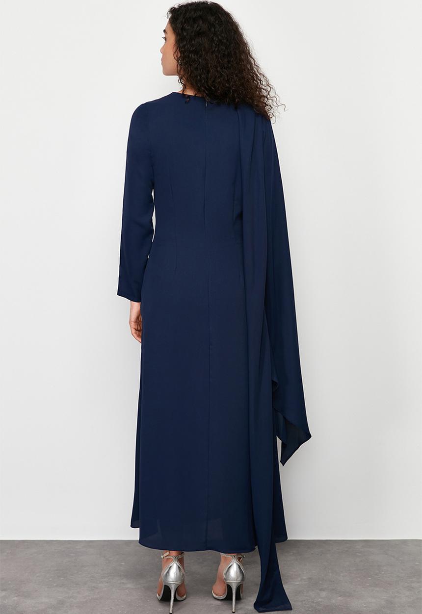 Trendyol - Maxi A line L/S Woven Dress - Navy