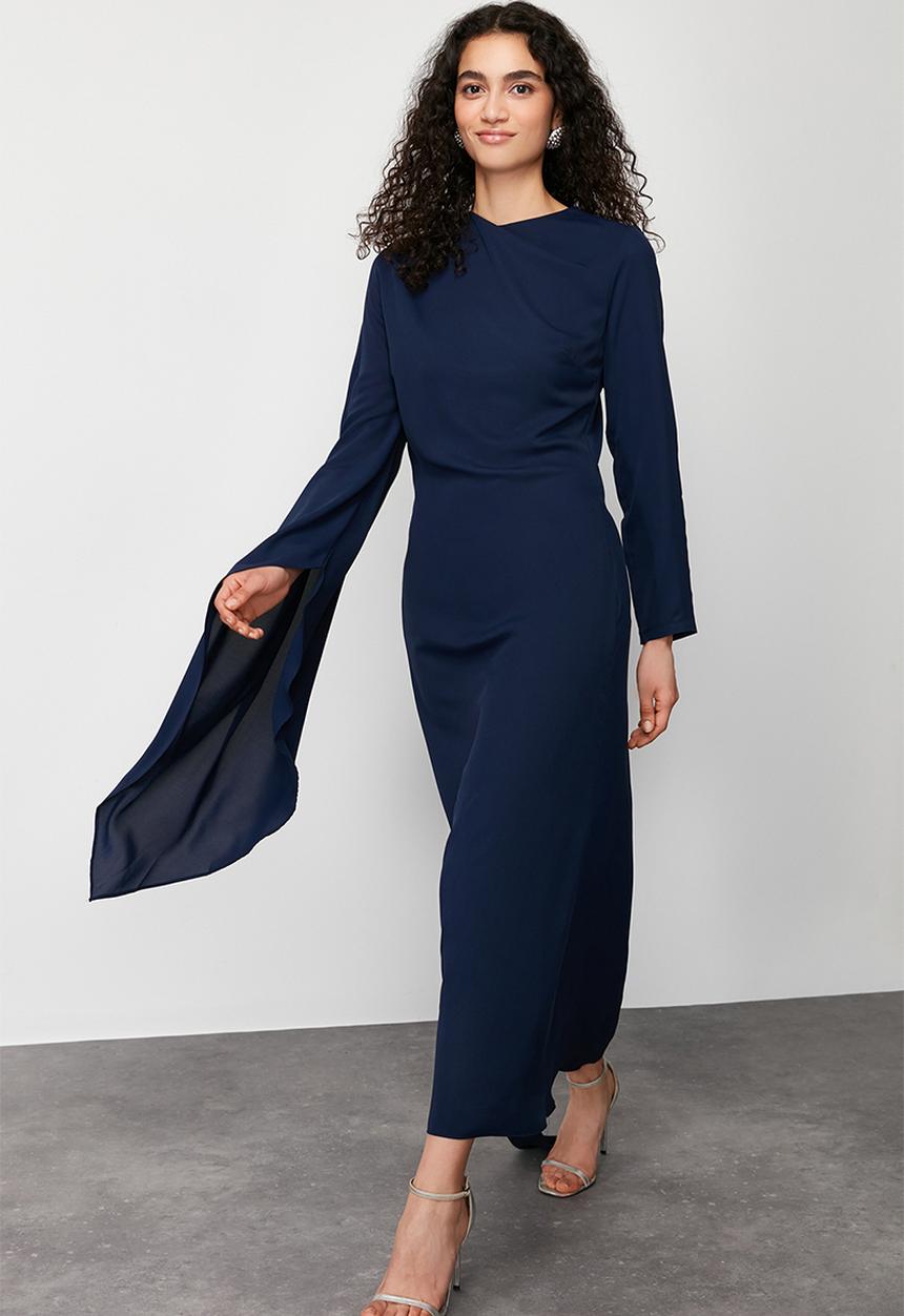 Trendyol - Maxi A line L/S Woven Dress - Navy