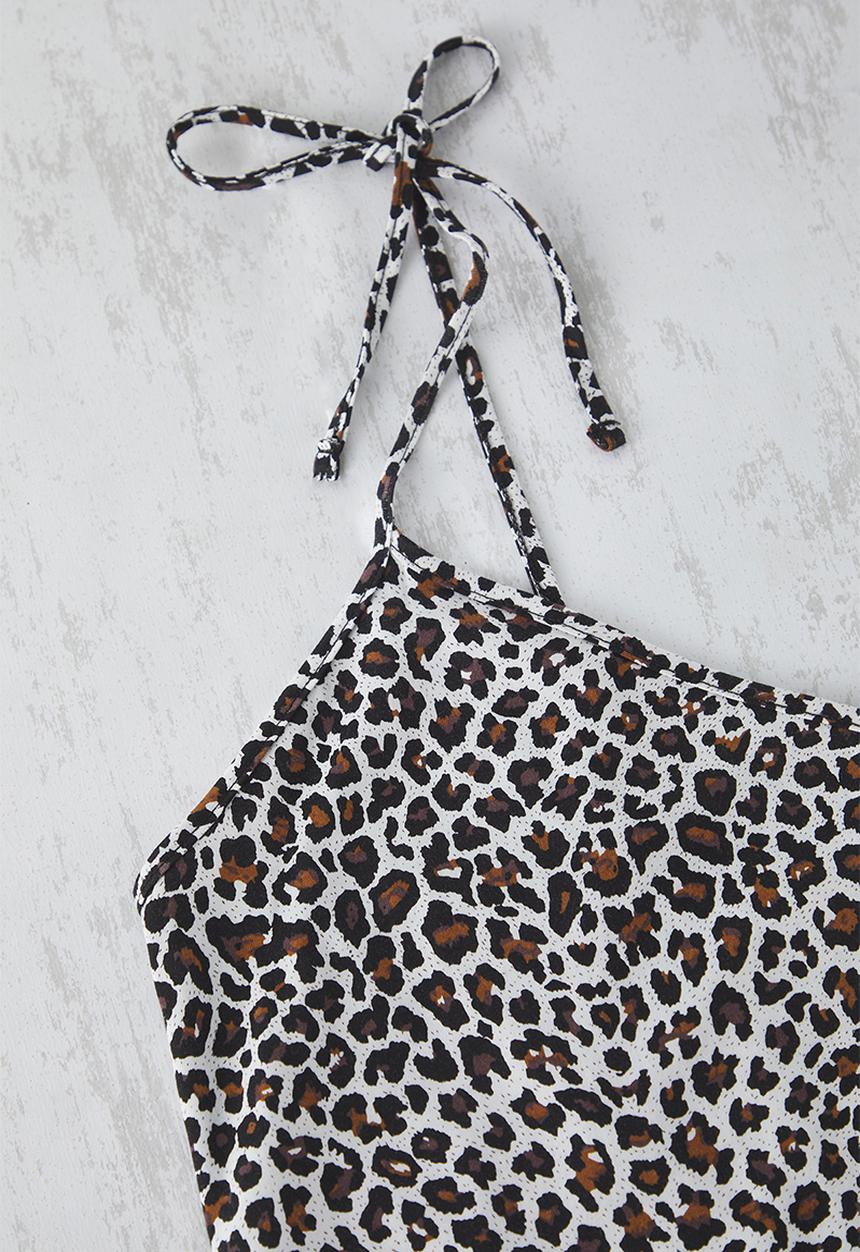 Trendyol - Plus size leopard print pajamas set - black