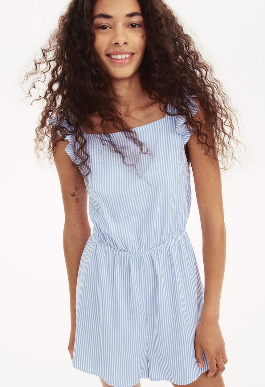 H&M - Tie-back playsuit - light blue striped