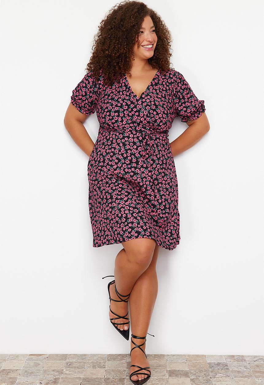 Trendyol - Plus size a-cut bell flower dress - multi