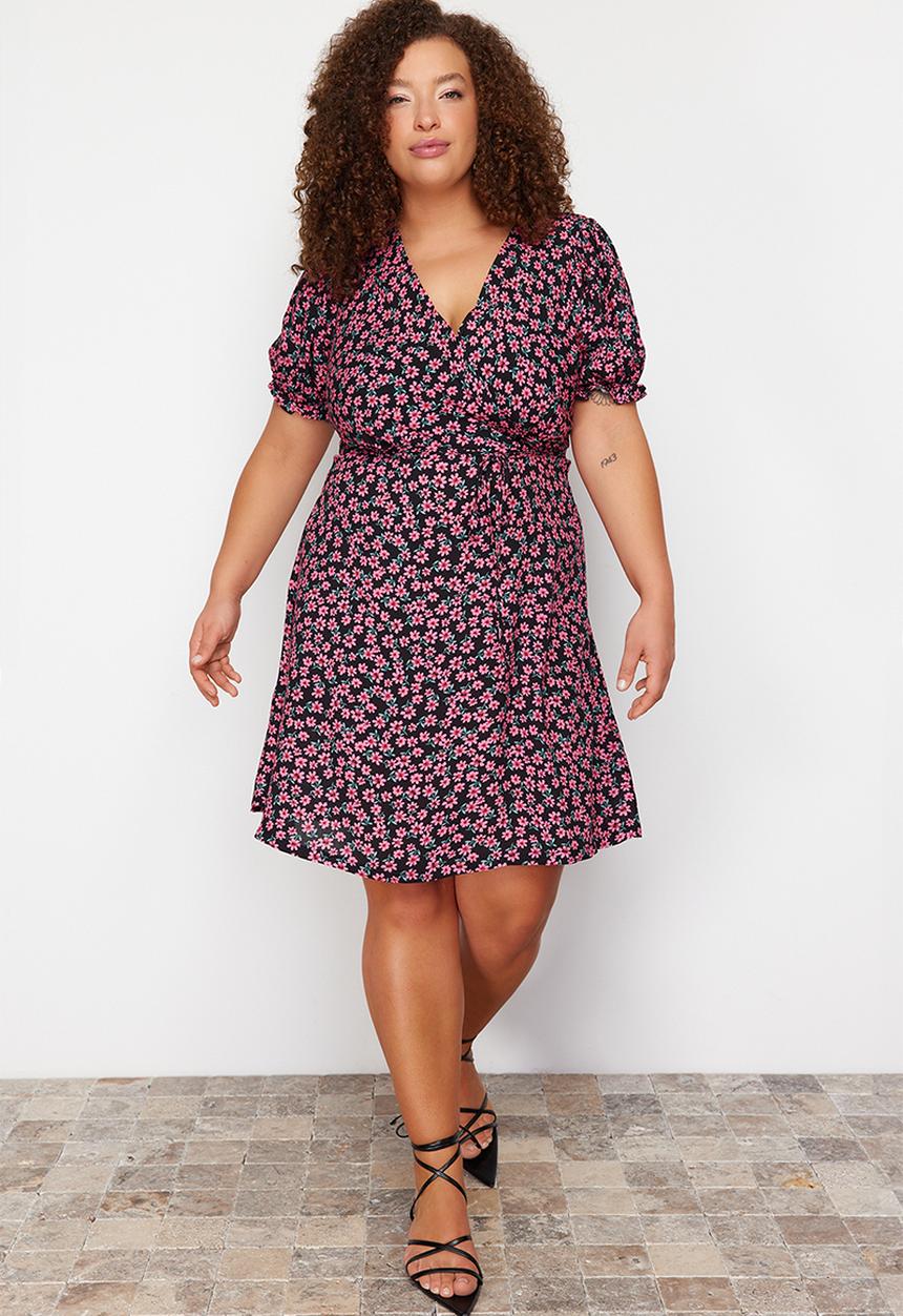 Trendyol - Plus size a-cut bell flower dress - multi