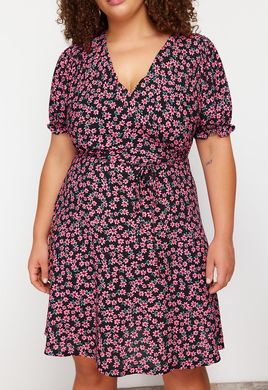 Trendyol - Plus size a-cut bell flower dress - multi