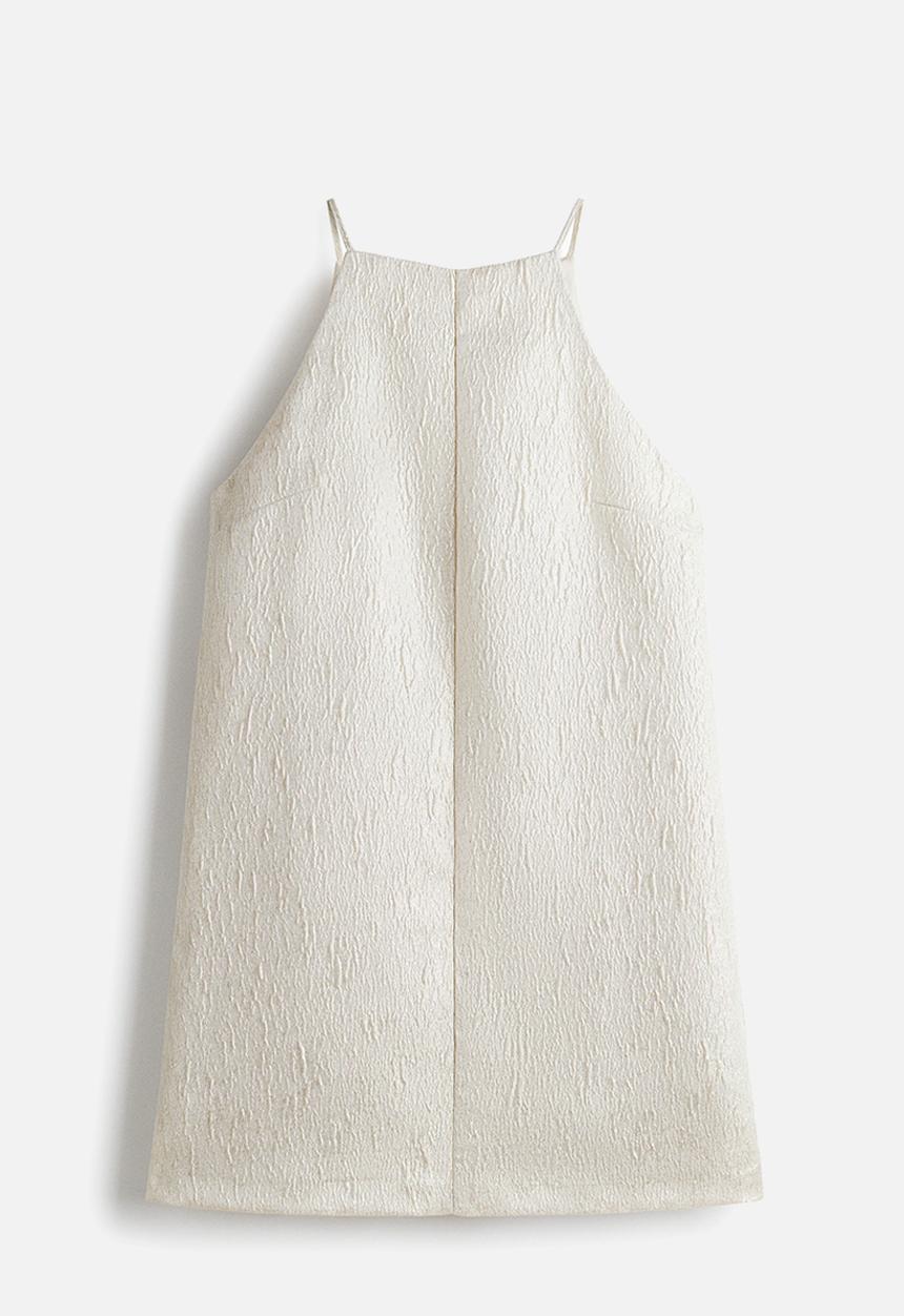 H&M - Textured mini dress - light beige