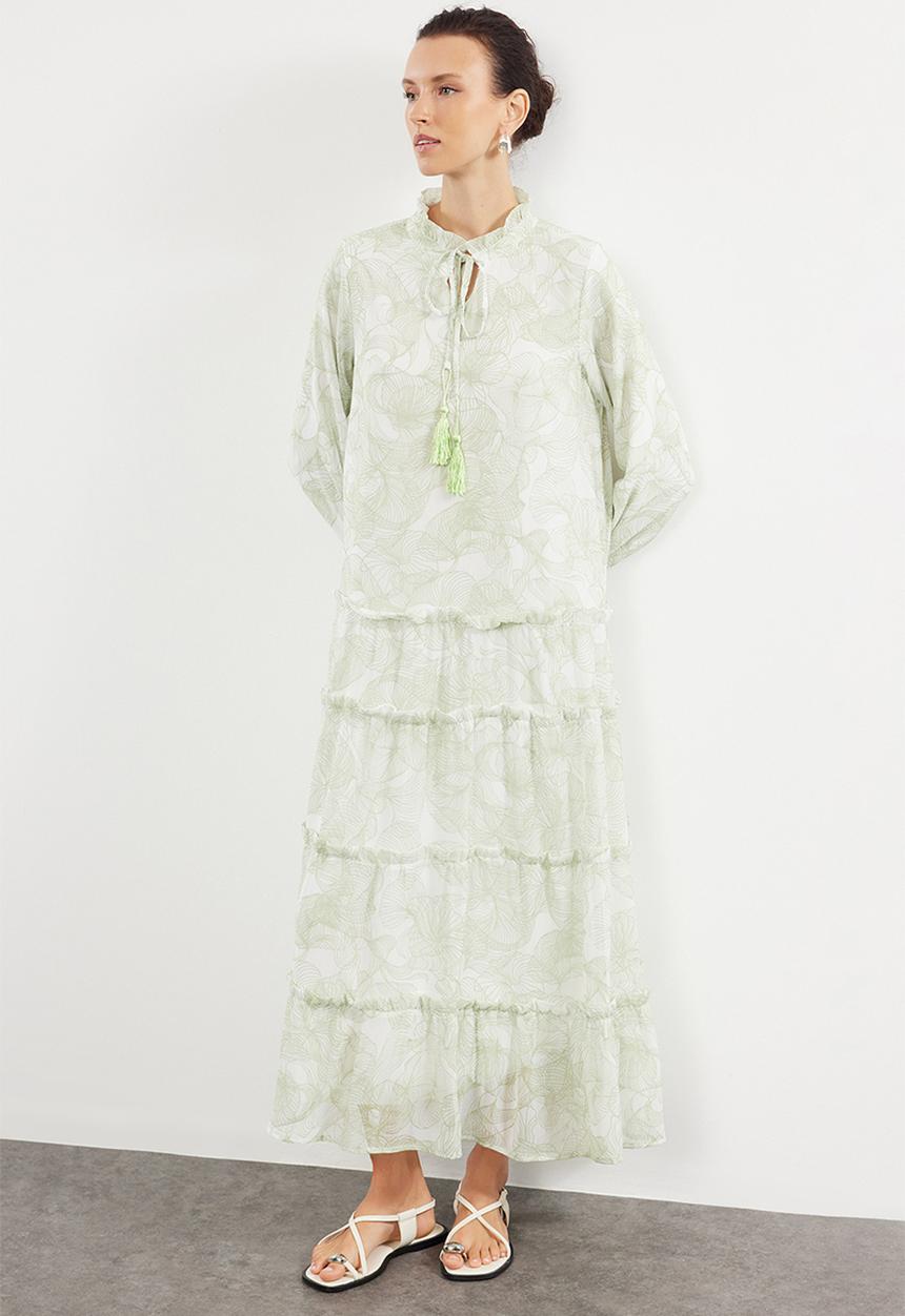 Trendyol - Maxi Woven Dress - Khaki