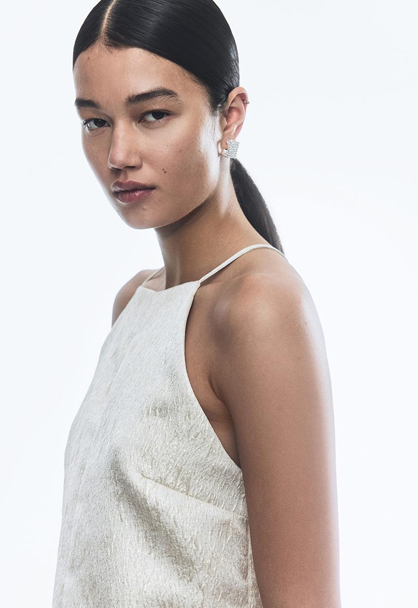H&M - Textured mini dress - light beige