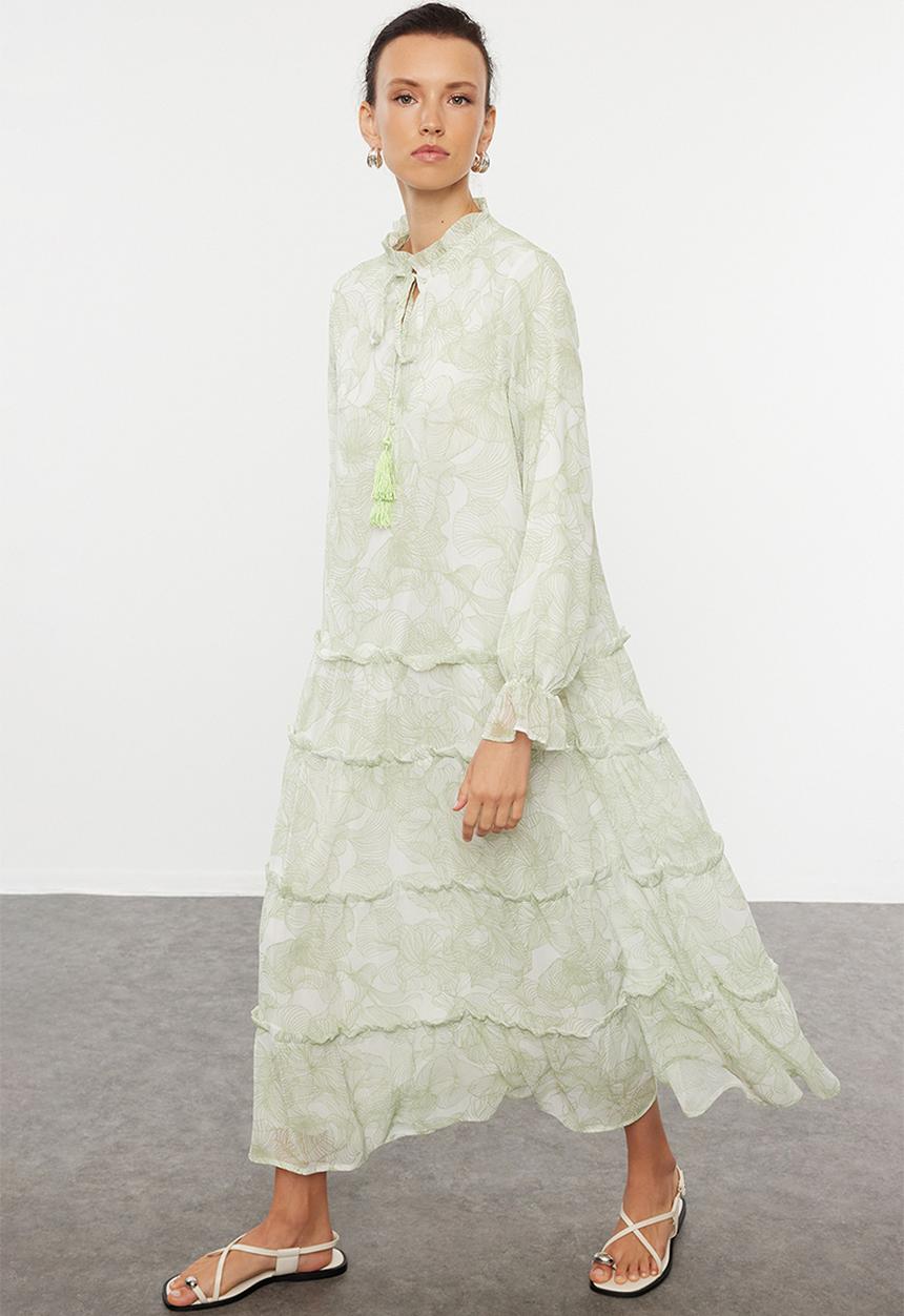 Trendyol - Maxi Woven Dress - Khaki