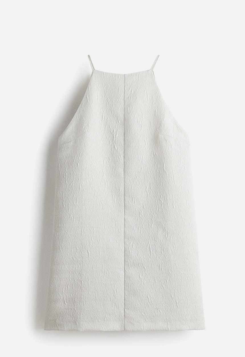 H&M - Textured mini dress - pale grey 