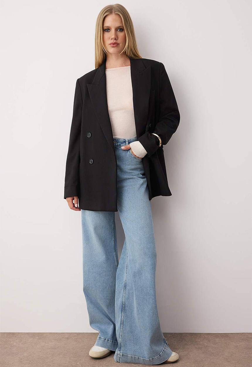 Trendyol - Regular Waist Wide Leg Jean - Light blue