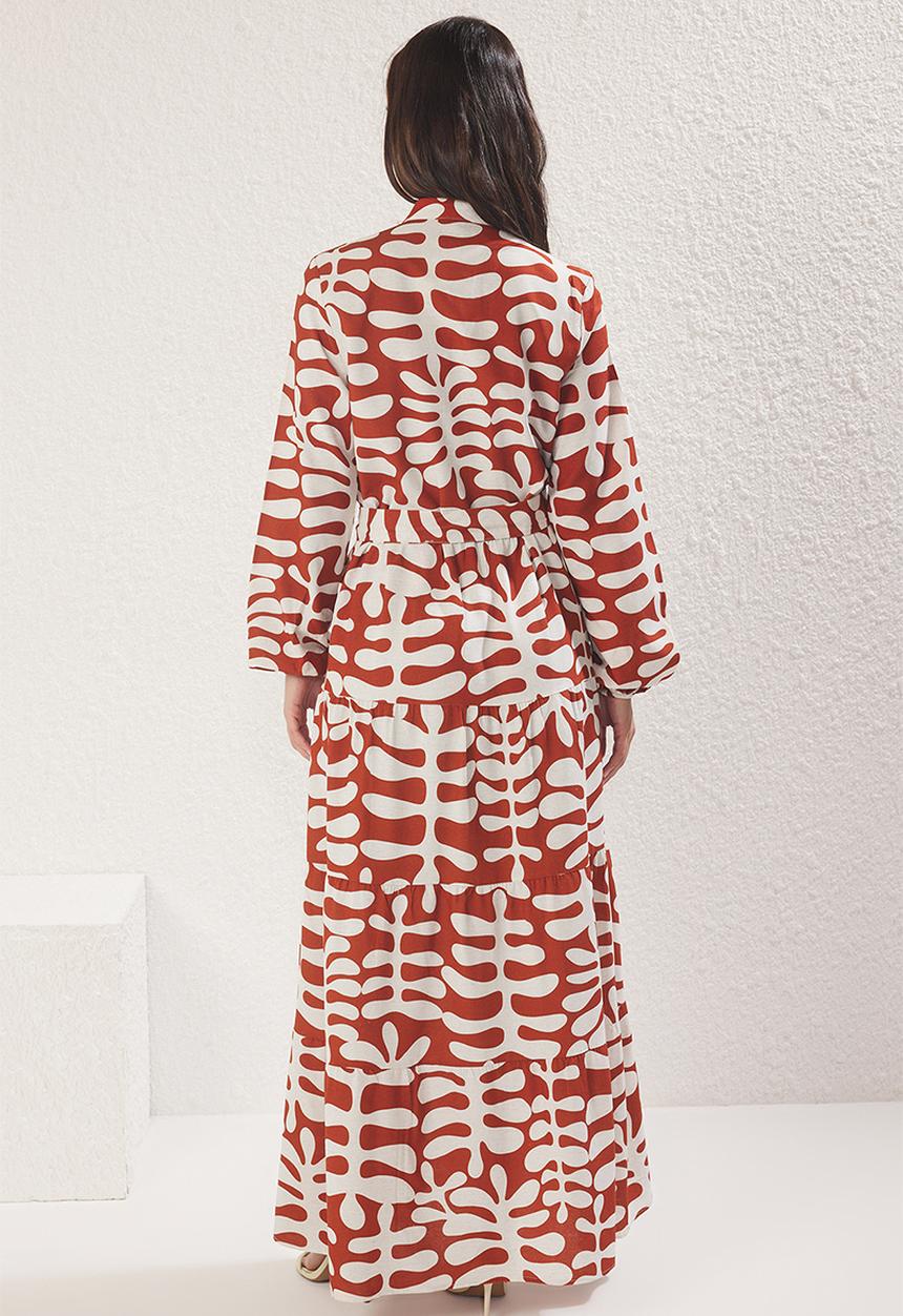 Trendyol - Maxi Woven Printed Dress - Brown