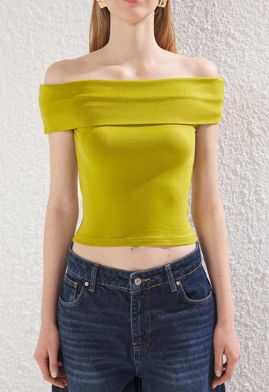 Trendyol - Carmen Collar Top - Oil Green