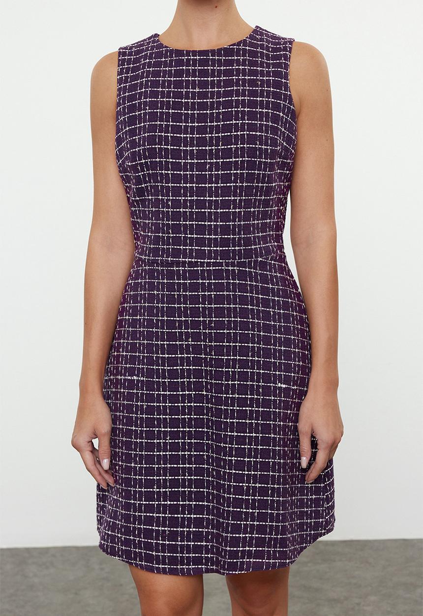 Trendyol - Midi Woven Dress - Floral Purple