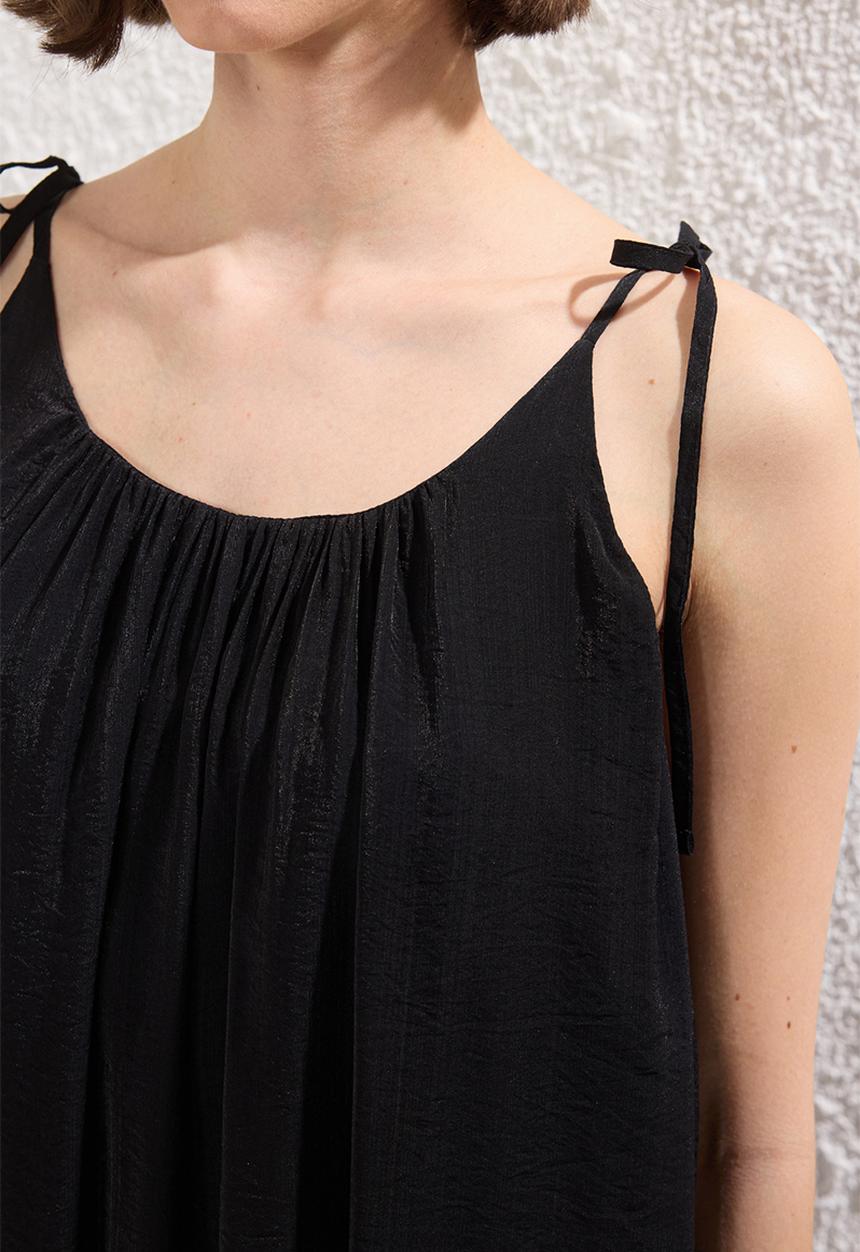 Trendyol - Maxi Drapey Woven Dress - Black