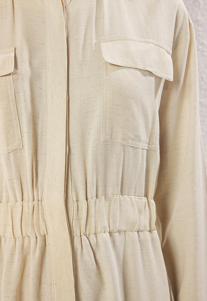 Trendyol - Maxi A line Woven Dress with Patch Pocket - Beige