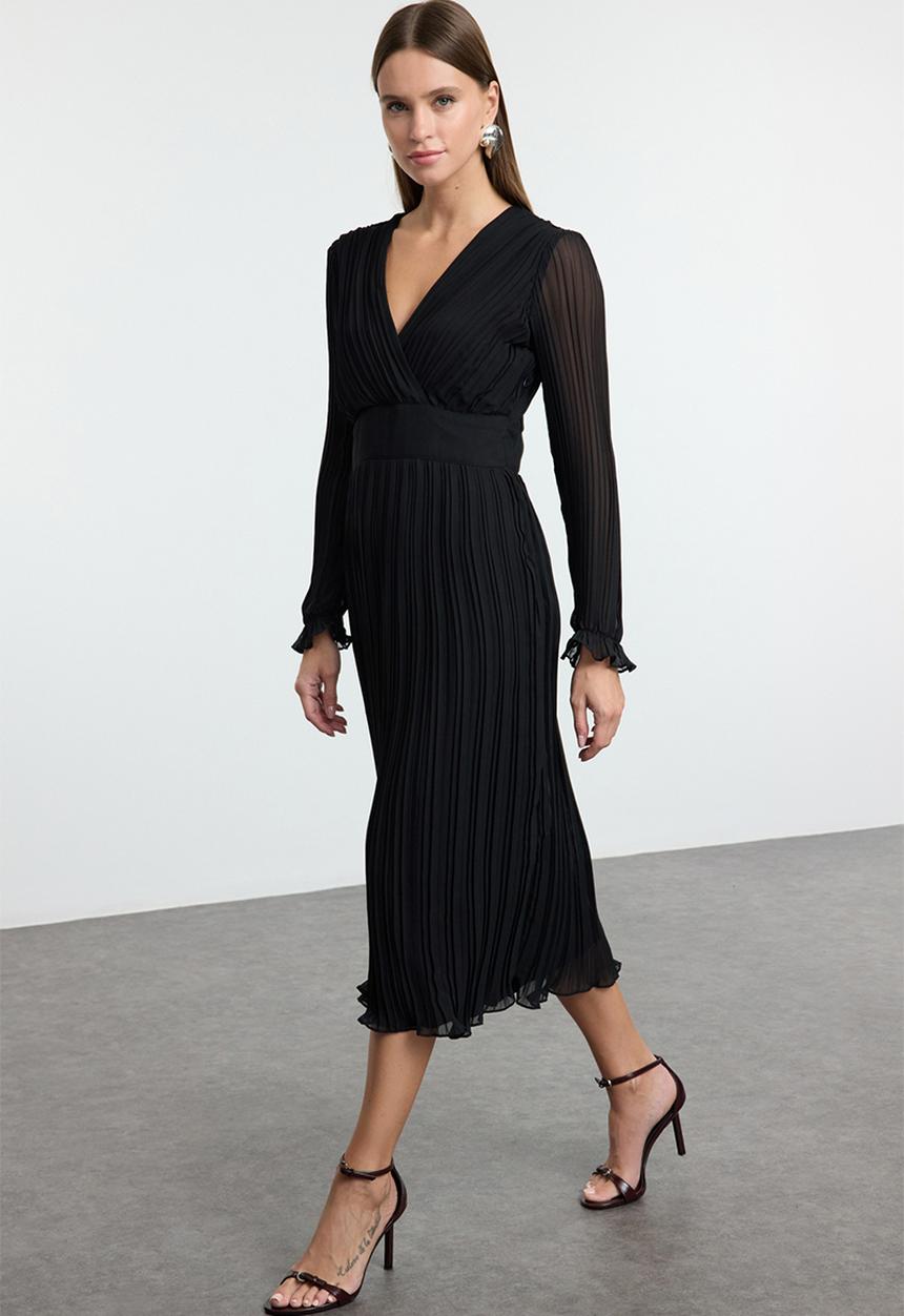 Trendyol - Mid Aline Woven Dress - Black