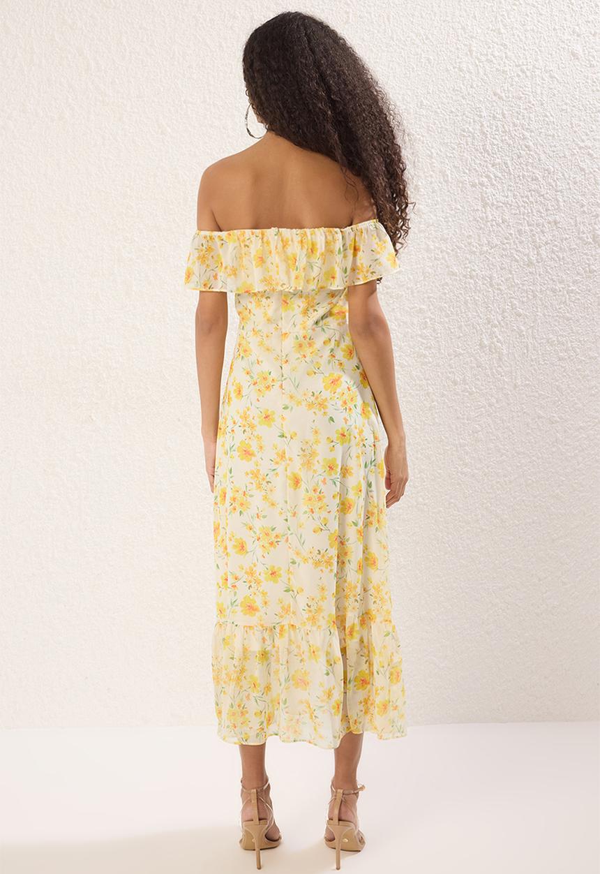 Trendyol - Midi Aline Woven Dress - Yellow