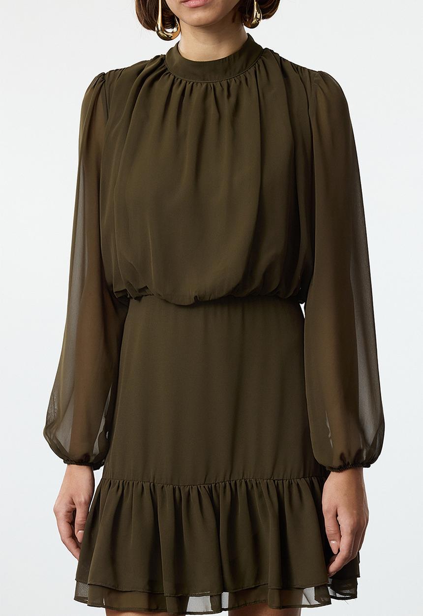 Trendyol - Mini Aline Woven Dress - Khaki