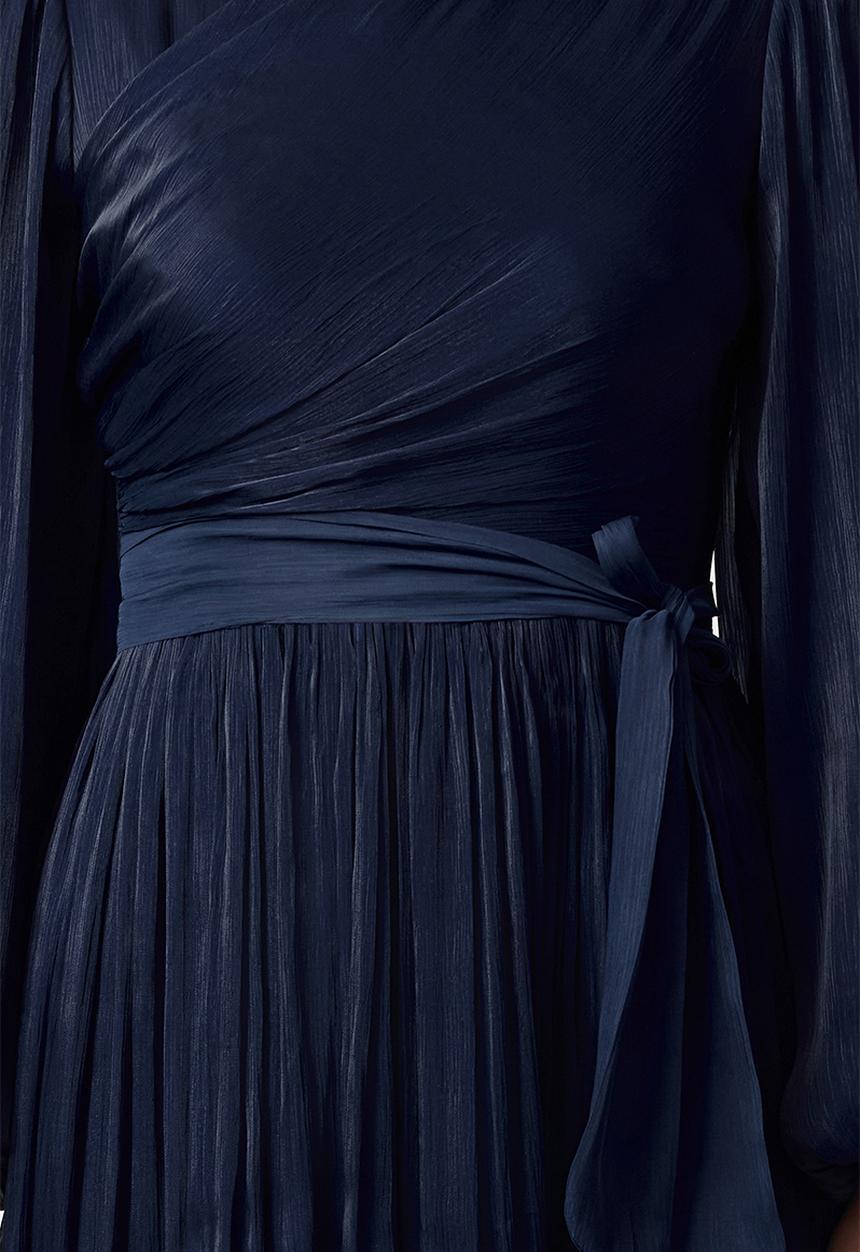 Trendyol - Maxi A line Pleated Woven Dress - Navy