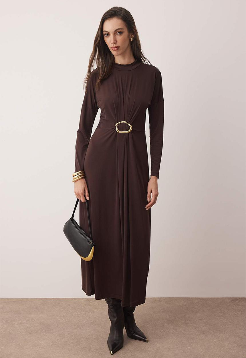 Trendyol - Maxi Aline Knit Dress - Dark Brown