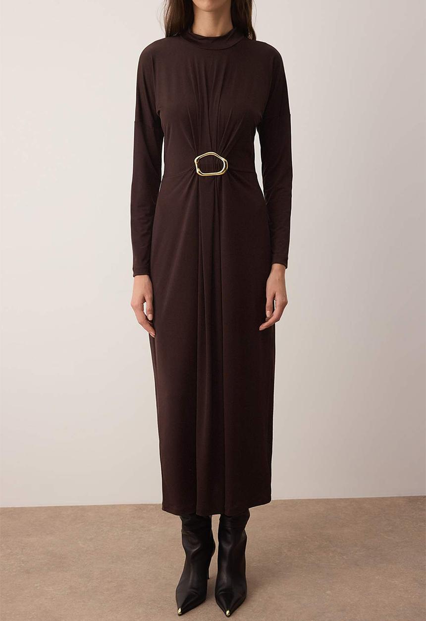 Trendyol - Maxi Aline Knit Dress - Dark Brown