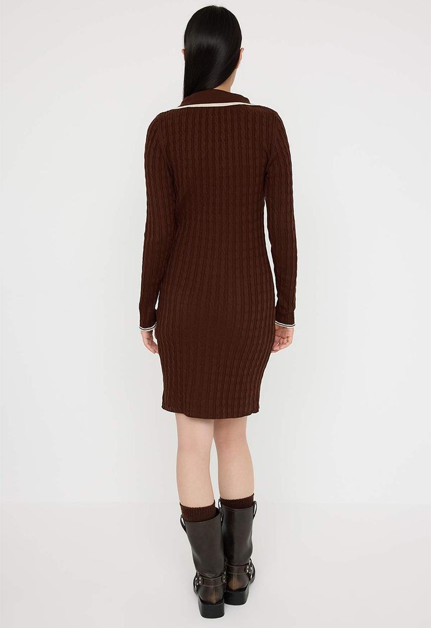 Trendyol - Mini Bodycon Knitwear BTN  Dress - Brown