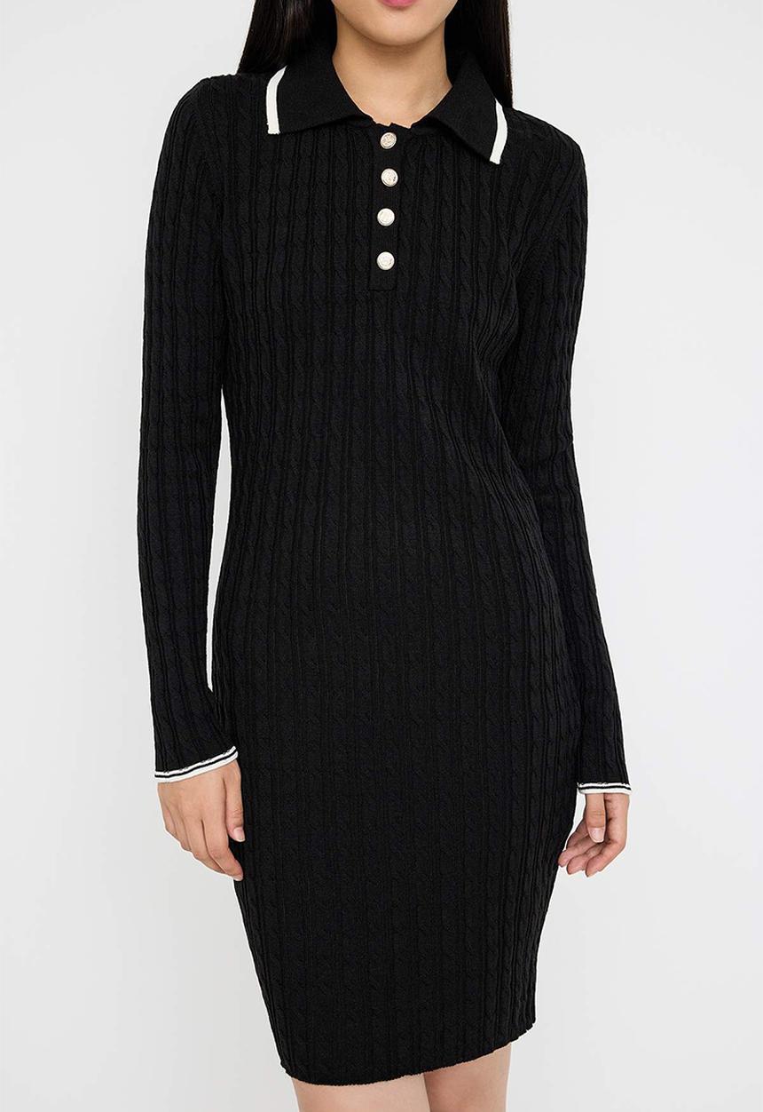 Trendyol - Mini Bodycon Knitwear BTN  Dress - Black