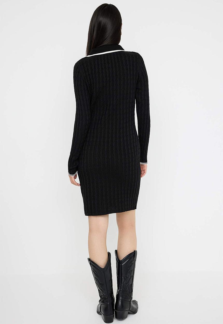 Trendyol - Mini Bodycon Knitwear BTN  Dress - Black